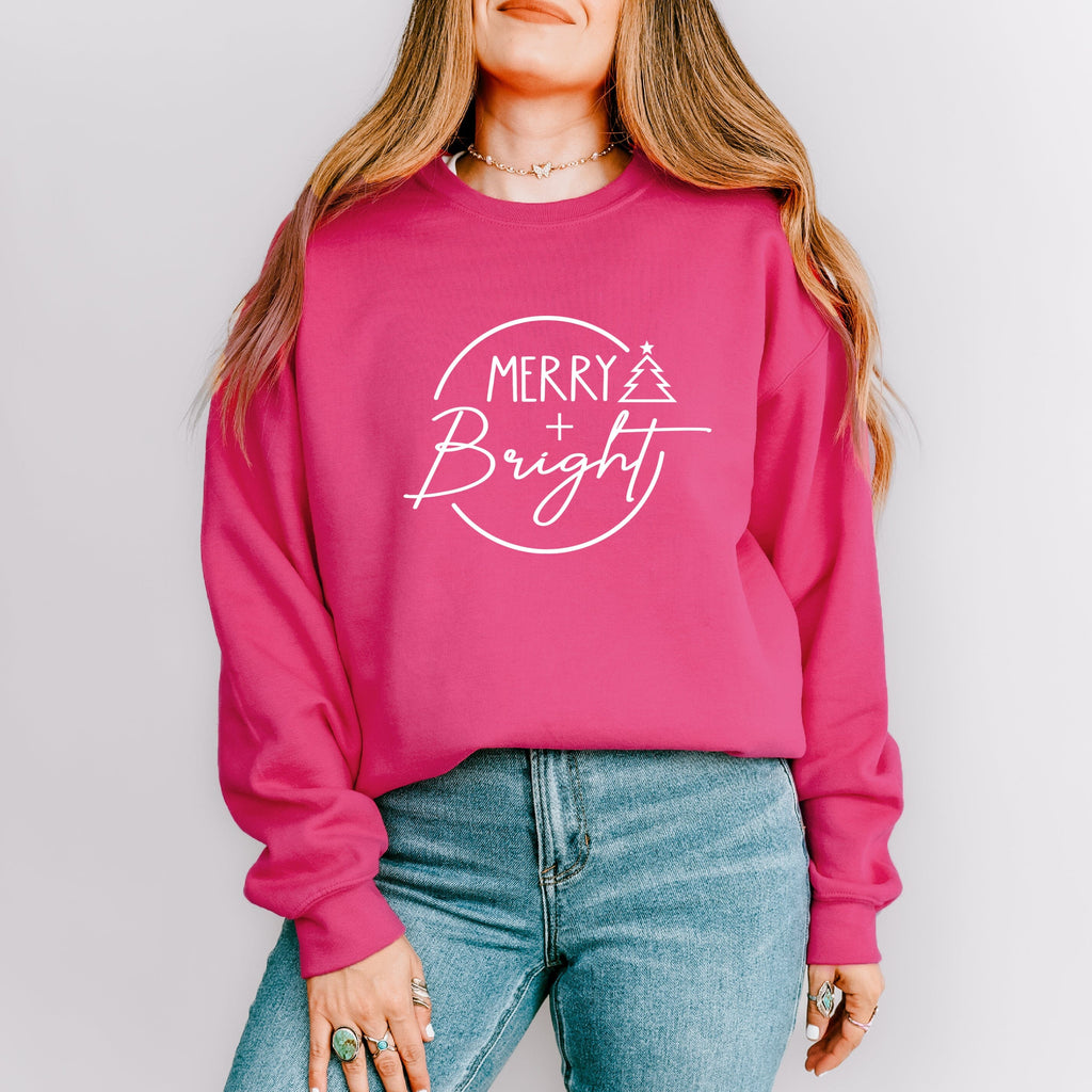Merry and Bright Bright Pink Sweatshirt - Express Delivery Available At Betty Bramble