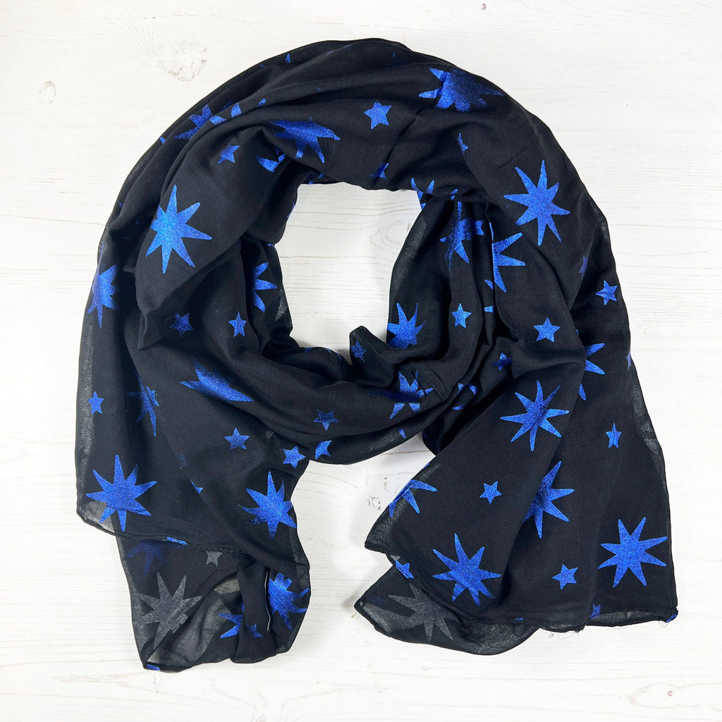 Metallic Blue Star Scarf