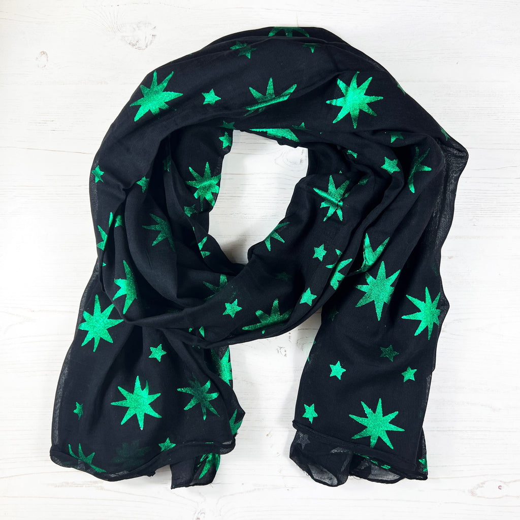 Metallic Green Star Scarf