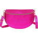 Metallic Pink Large Italian Leather Half Moon Crossbody Bag