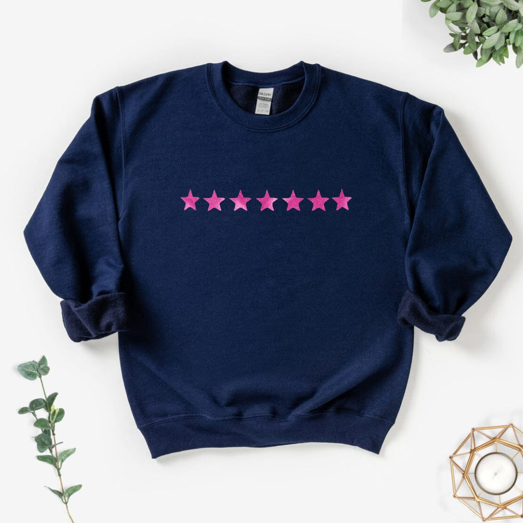 Metallic Bright Pink Mini Stars Sweatshirt