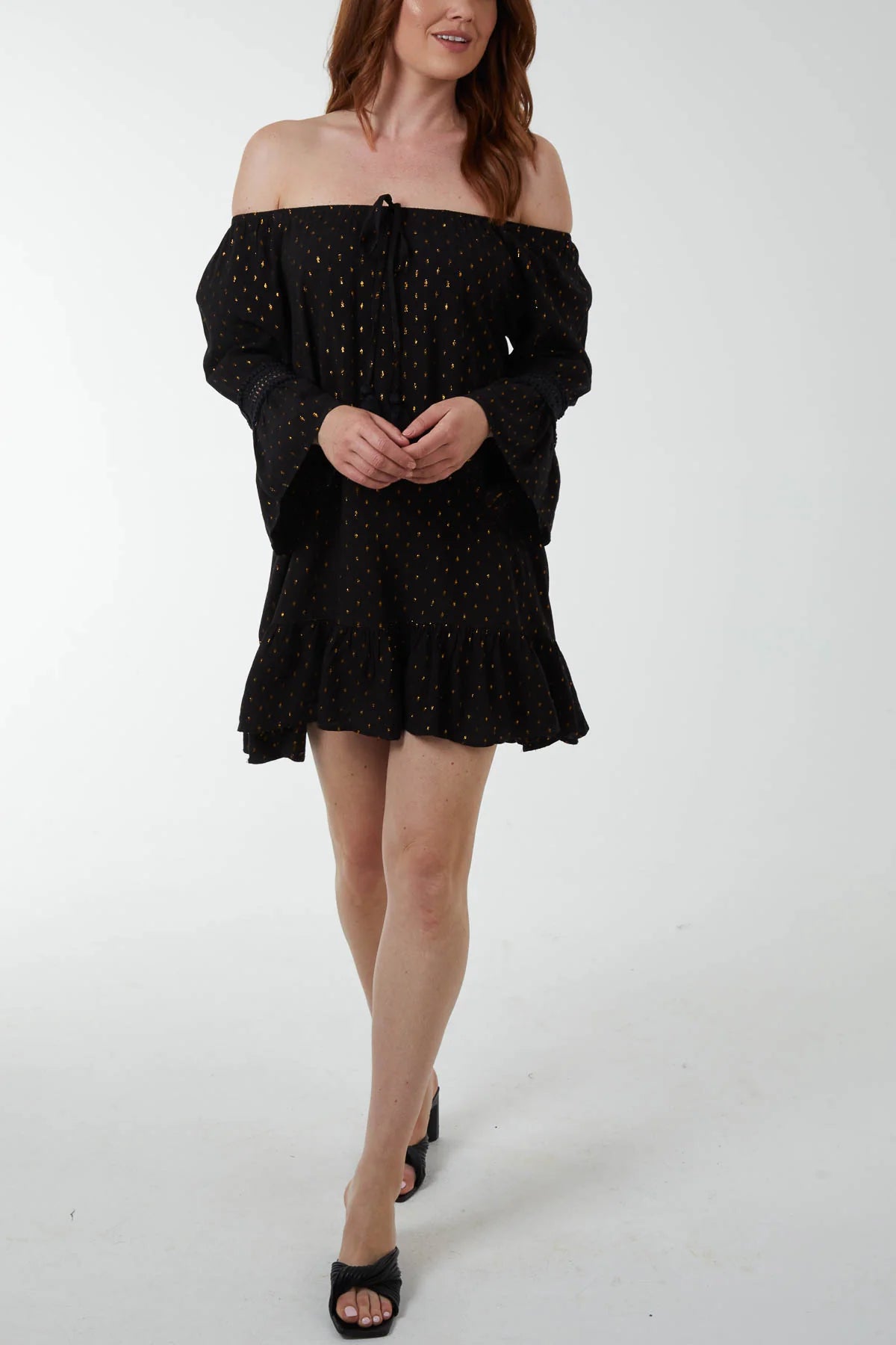 Black and Gold Tunic Beach Dress