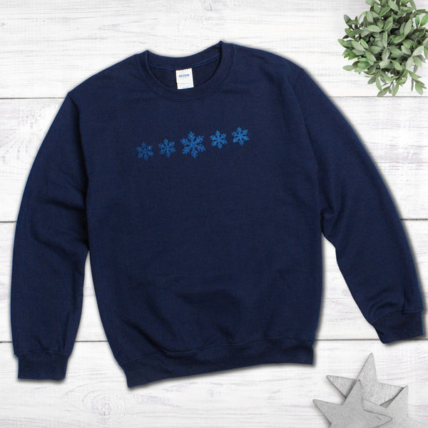 XLarge - Navy Glitter Snowflake Sweatshirt - SECONDS