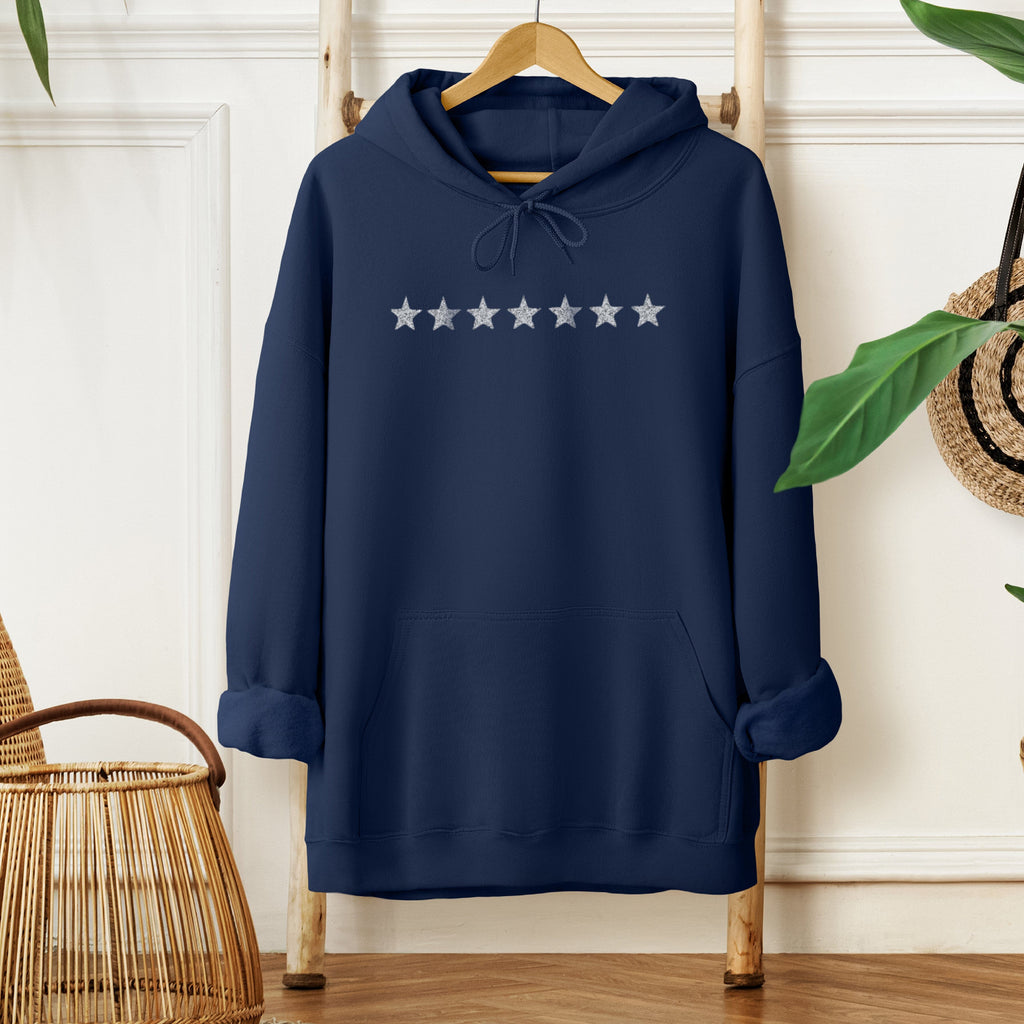 Silver Glitter Mini Stars Navy Hooded Sweatshirt
