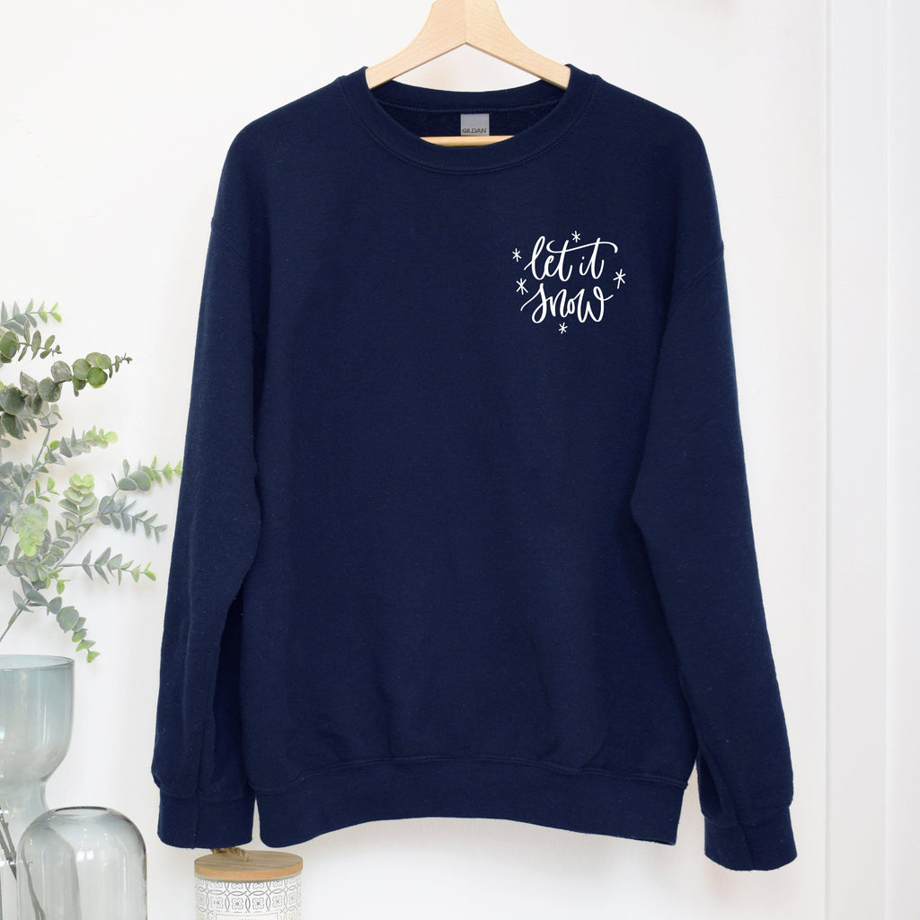 Let it Snow Ladies Navy and White Christmas Jumper - Express Delivery Available At Betty Bramble