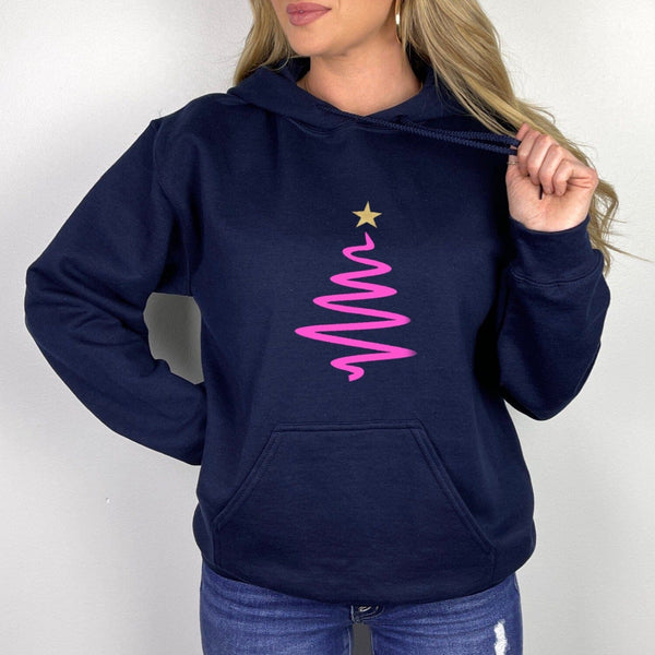 Ladies Neon Christmas Tree Hoodie