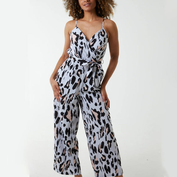 Pale Blue Leopard Jumpsuit
