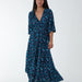 Shirred Waist Peacock Maxi Dress