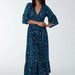 Shirred Waist Peacock Maxi Dress