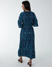 Shirred Waist Peacock Maxi Dress