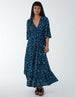 Shirred Waist Peacock Maxi Dress