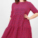 Bright Pink Leopard Print Tiered Dress