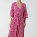 Shirred Waist Pink Spot Maxi Dress