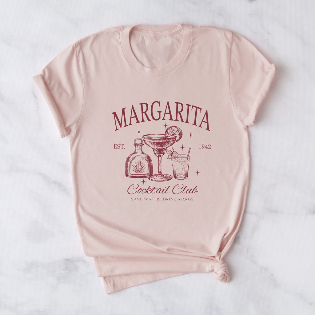 Pink t-shirt with 'Margarita Cocktail Club'