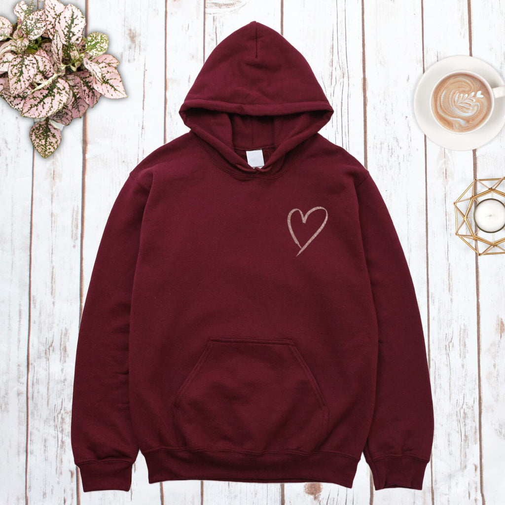 Plum Hoodie with Rose Gold Pocket Heart