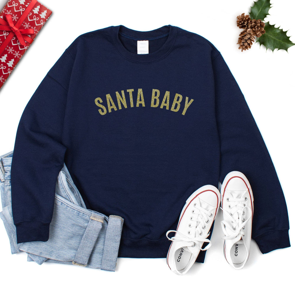 Santa Baby Ladies Christmas Glitter Sweatshirt - Express Delivery Available At Betty Bramble