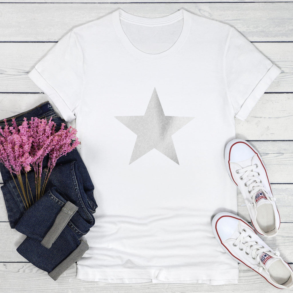 Silver Star Ladies White T-Shirt - Express Delivery Available At Betty Bramble