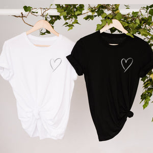 Silver Heart Ladies T Shirt