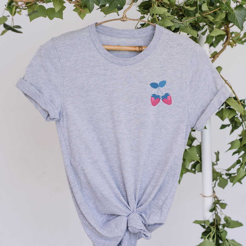 Strawberries T-Shirt in Grey - Express Delivery Available At Betty Bramble