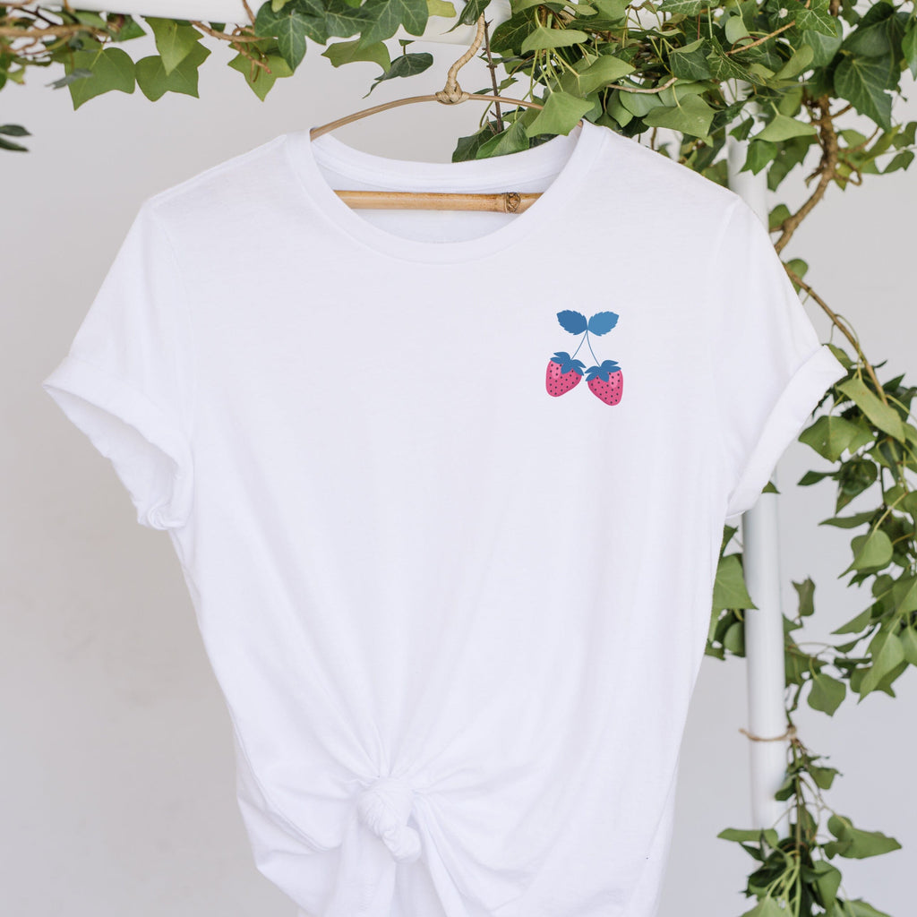 Strawberries T-Shirt in White - Express Delivery Available At Betty Bramble