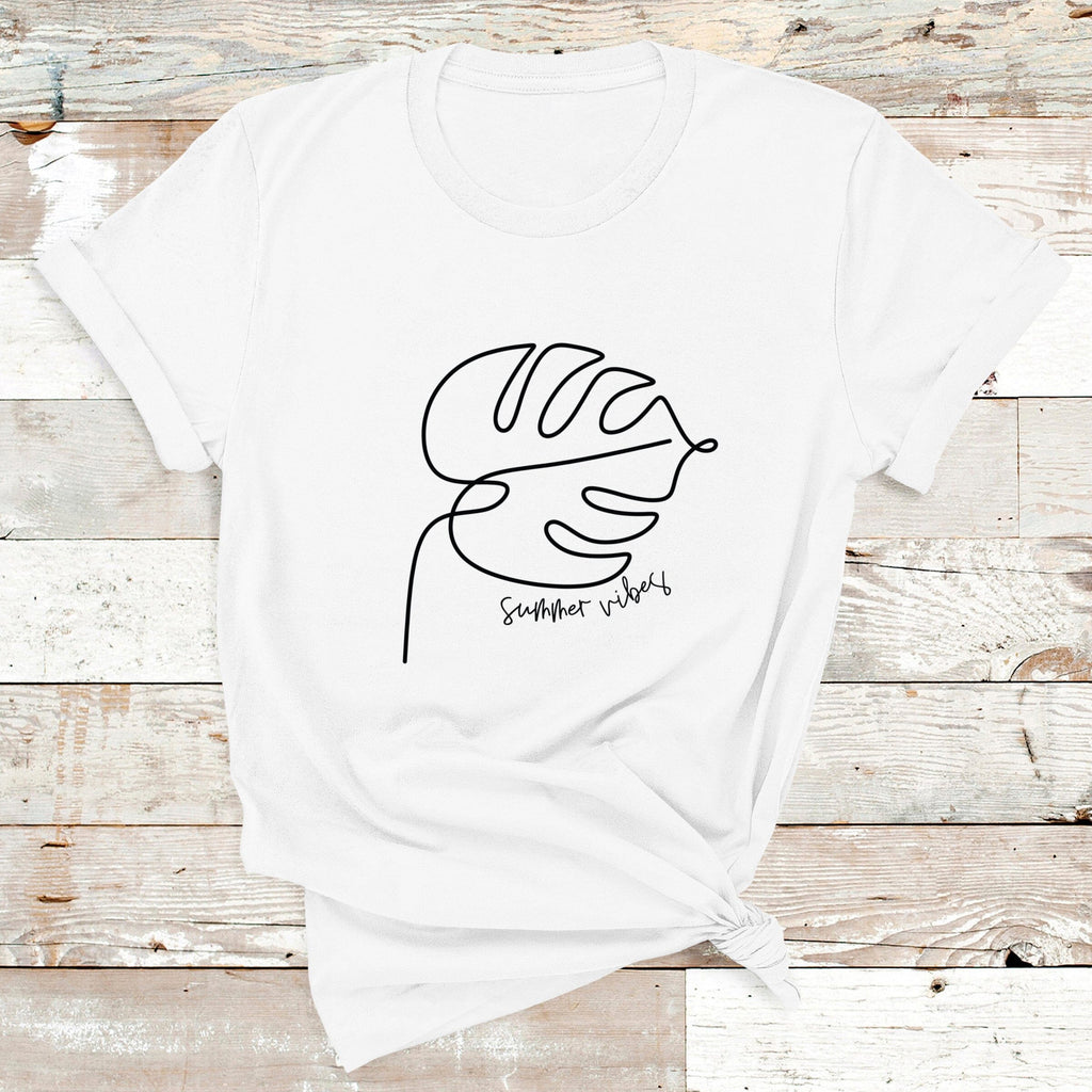 Summer Vibes Leaf T-Shirt in White - Express Delivery Available At Betty Bramble