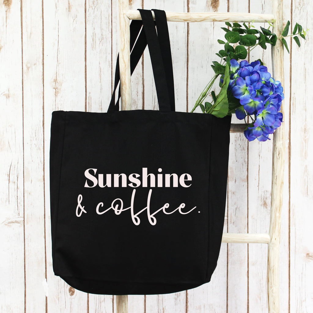 Sunshine and Coffee Large Shopper Tote Bag