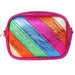 Bright Pink Rainbow Striped Italian Leather Camera Bag
