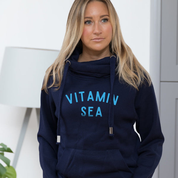 Vitamin Sea Navy Cowl Neck Hoodie