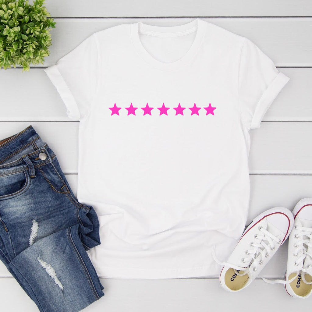 Neon Pink Mini Stars Ladies T Shirt