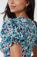 Floral Puff Sleeve Midi Dress in Blue