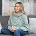Sage Green Leopard Scattered Stars Cowl Neck Hoodie