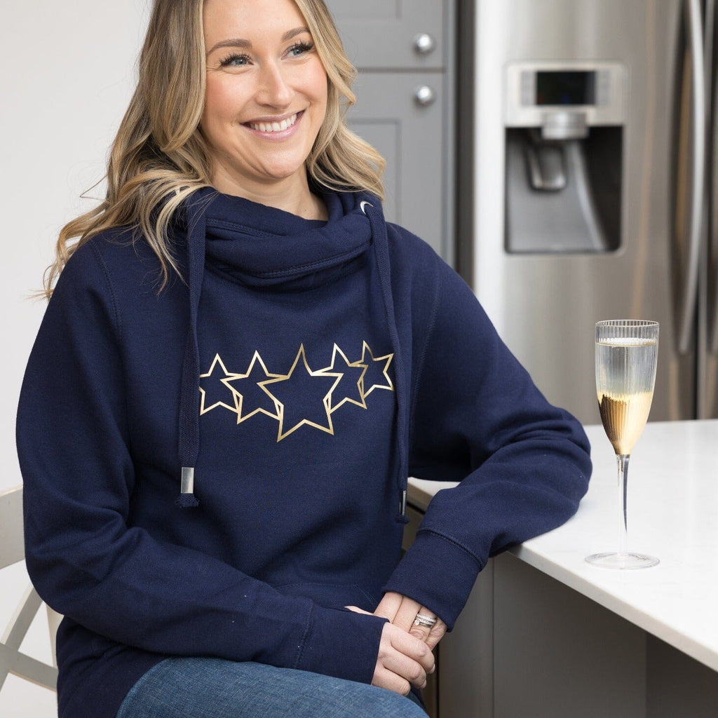 Gold Stargazer Luxe Cowl Neck Navy Hoodie