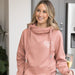 Rose Gold Leopard Heart Pink Cowl Neck Hoodie