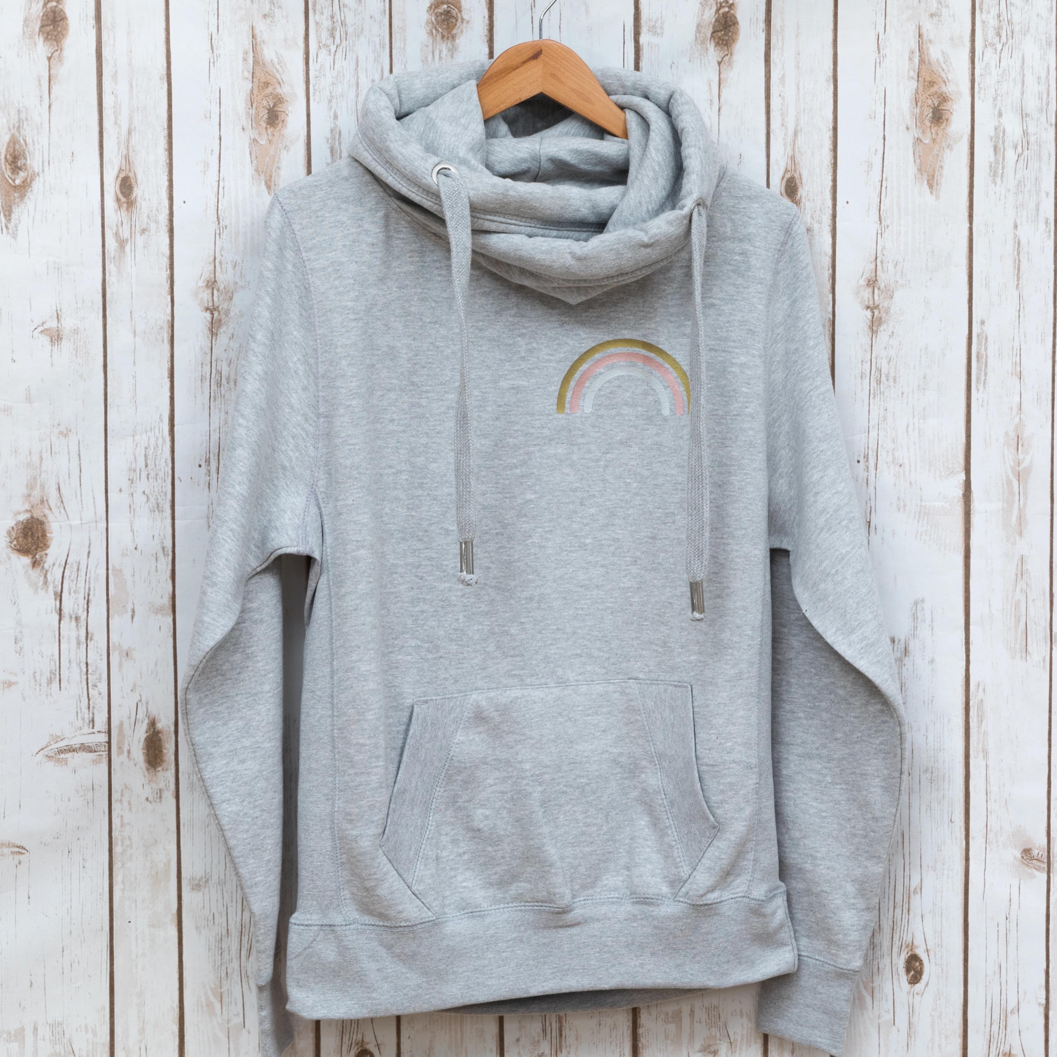 Grey Rainbow Cowl Neck Sweatshirt