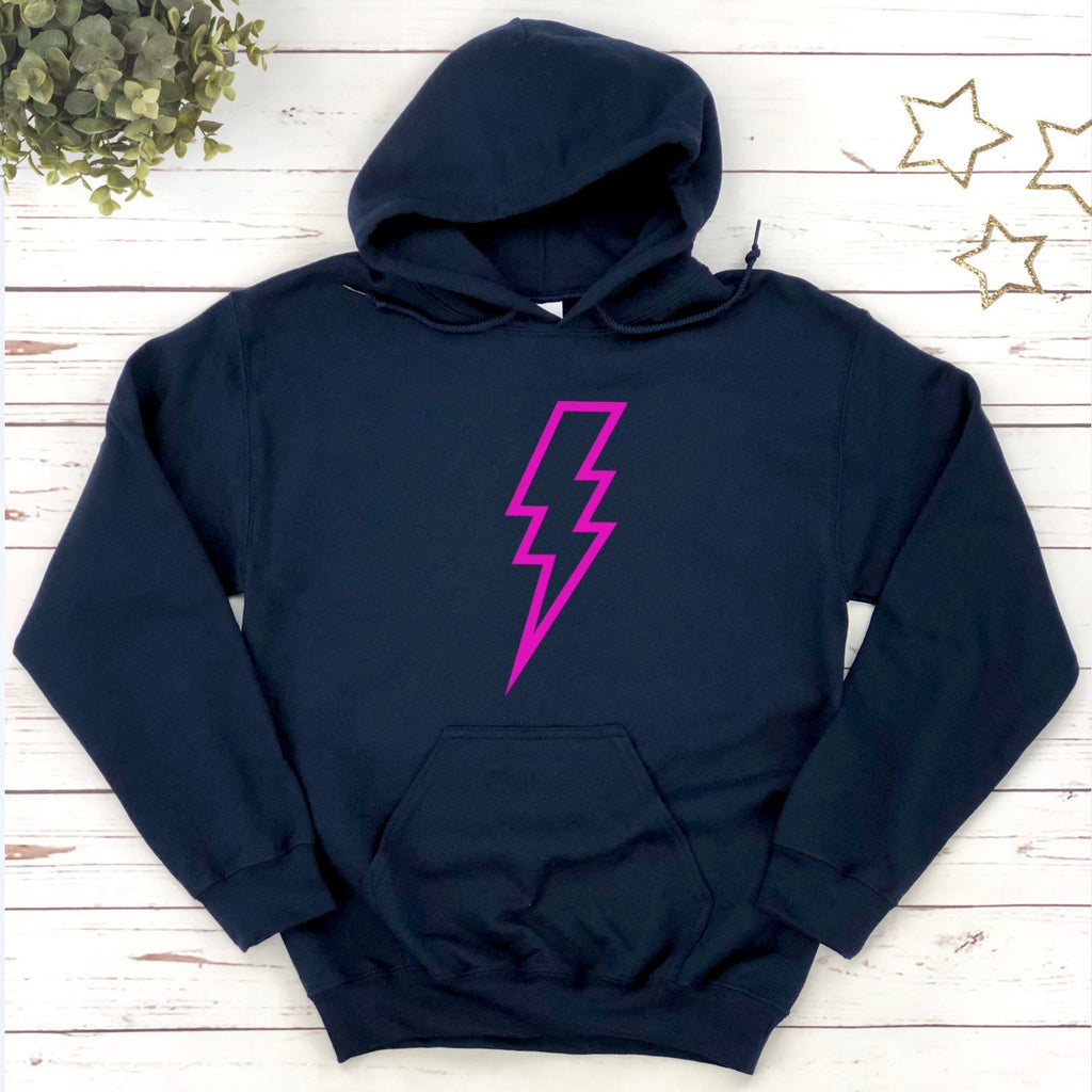 Pink Neon Lightning Bolt Hoodie Sweatshirt