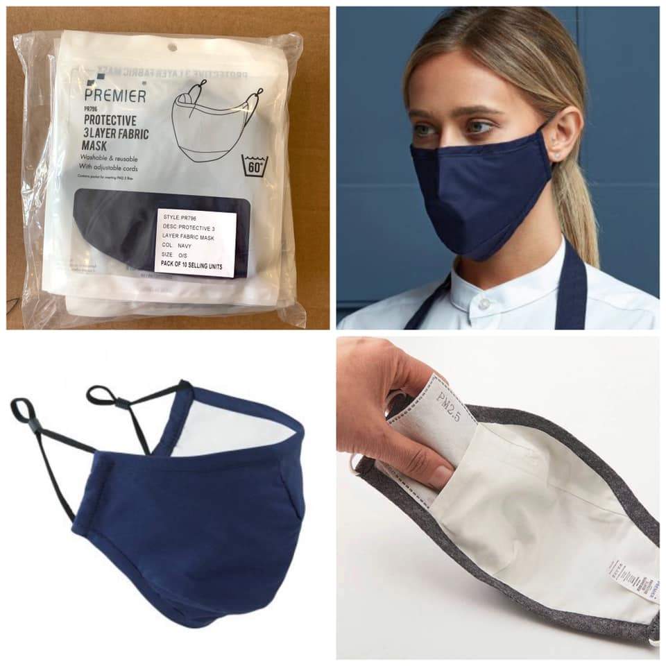 Plain Navy Facemasks - Pack of 10