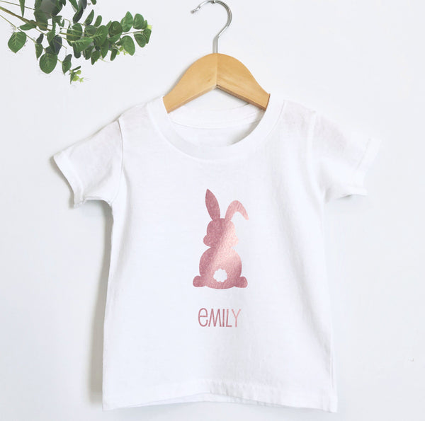 Personalised Rose Gold Easter Bunny Rabbit T Shirt