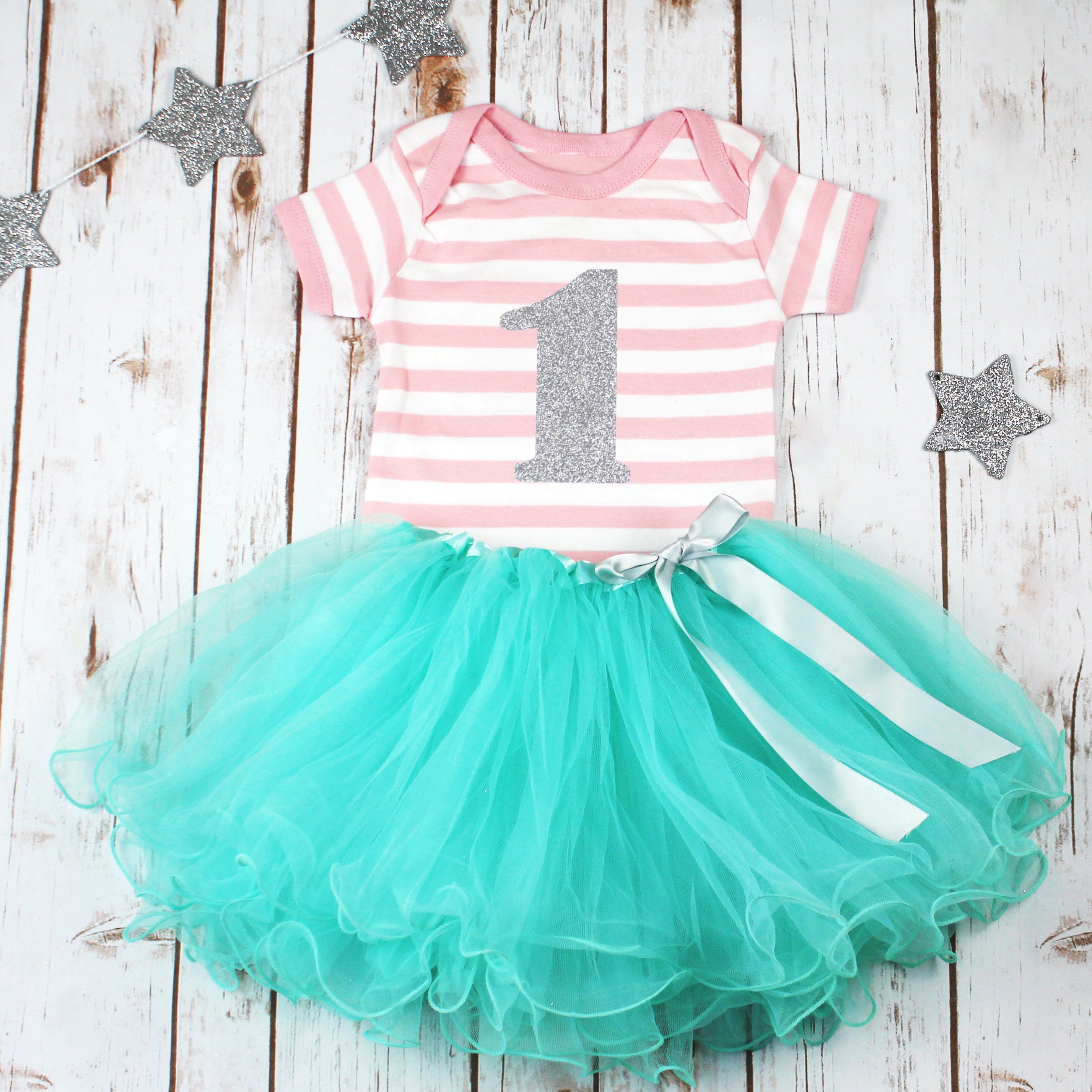 Girls First Birthday Stripey Pink Tutu Outfit by Betty Bramble