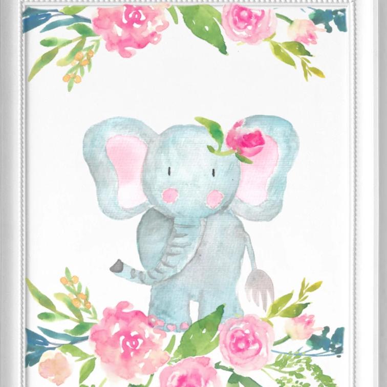 Safari Animals Floral Nursery Art Print Set,Art Print - Betty Bramble