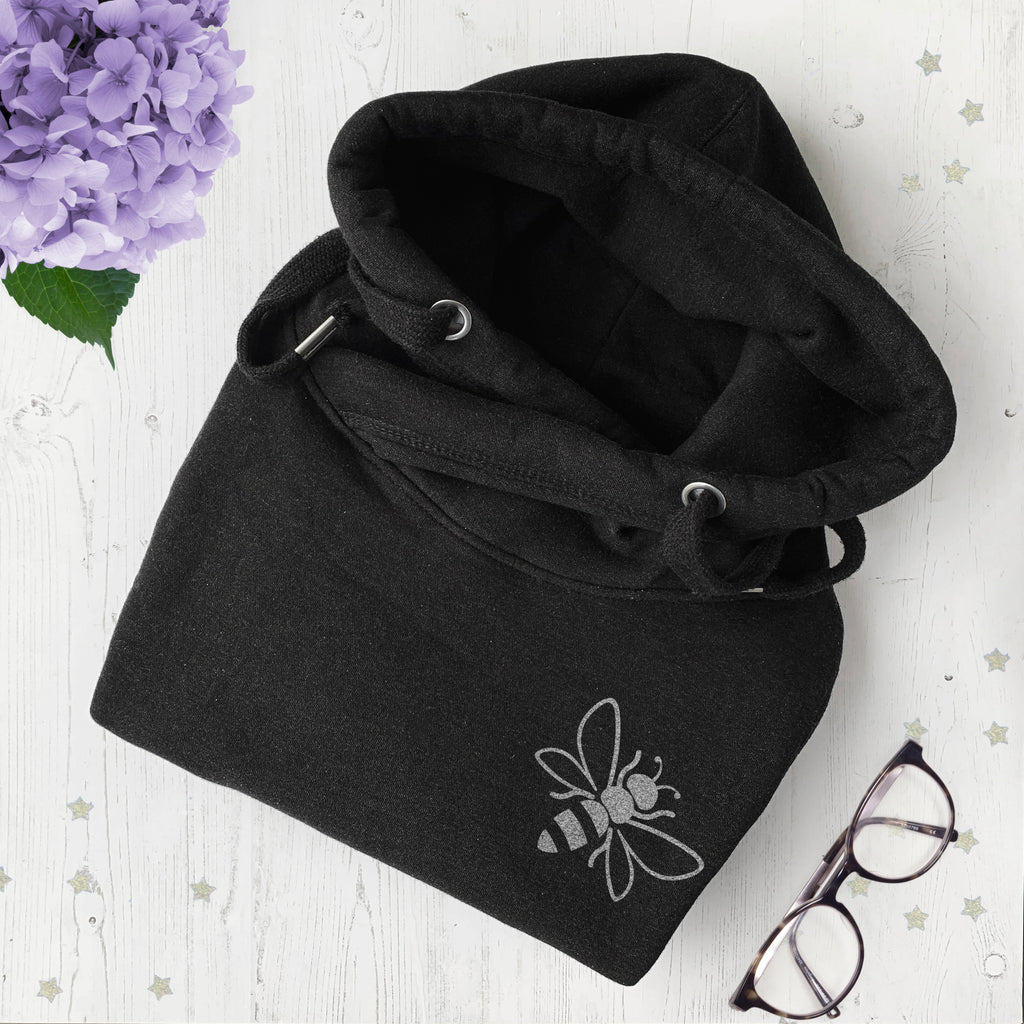 Silver Glitter Bee Smoke Grey Cowl Neck Sweatshirt