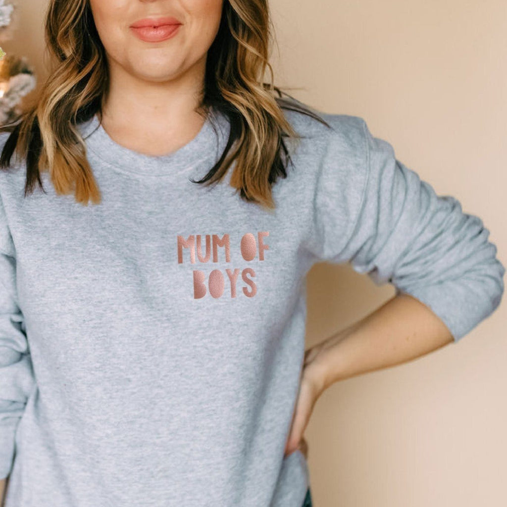 Mum of Boys Rose Gold Ladies Sweatshirt