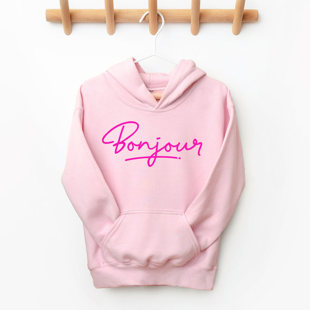 Girl's Neon Pink Bonjour Hoodie