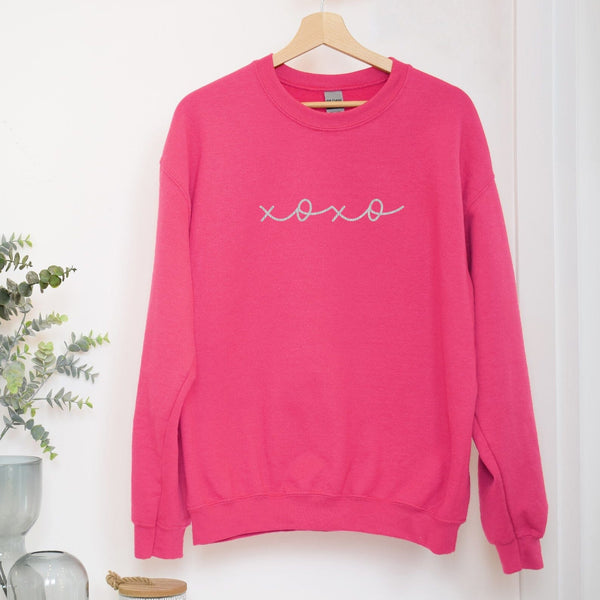 XOXO Bright Pink and Silver Ladies Sweatshirt