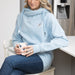 Sky Blue Silver Bumble Bee Cowl Neck Sweatshirt
