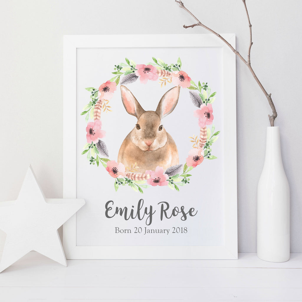 Personalised Baby Bunny Nursery Print,Art Print - Betty Bramble