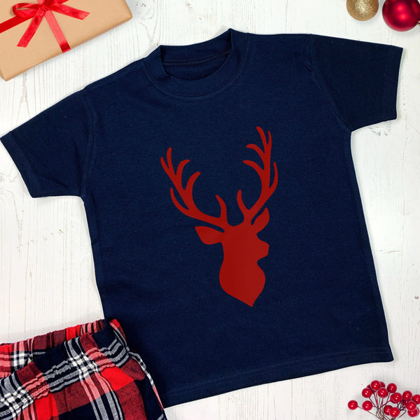 Children's Reindeer Stag Head Christmas Pyjamas