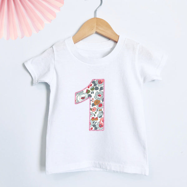 First Birthday Applique Liberty T Shirt - Betty Bramble
