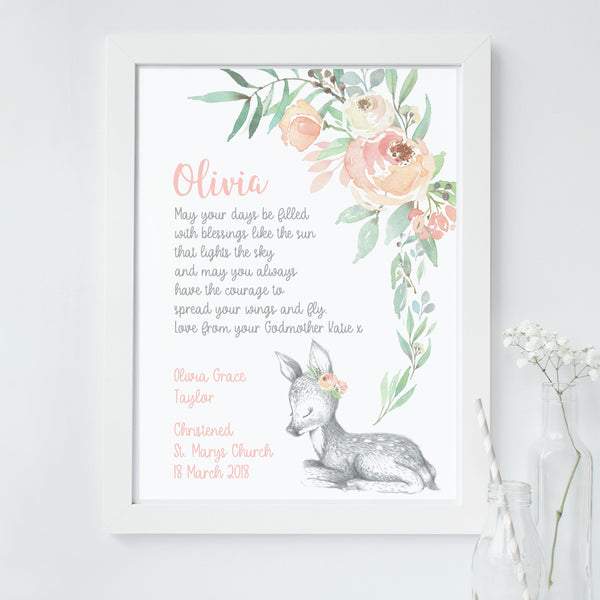 Watercolour Baby Christening Art Print,Art Print - Betty Bramble