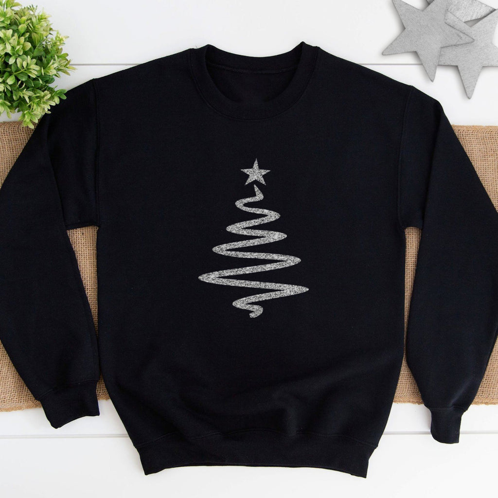 Silver Glitter Christmas Tree Sweatshirt - Express Delivery Available At Betty Bramble