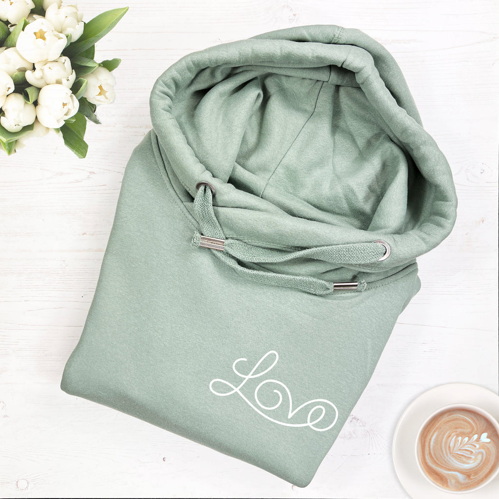 SMALL - Sage Green Love Luxe Cowl Neck Hoodie - SAMPLE - Express Delivery Available At Betty Bramble